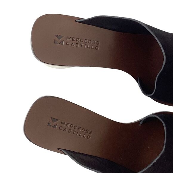 MERCEDES CASTILLO Size 39.5 (9.5) NWOT Izar Slide Sandal Black Suede Block Heel - Picture 8 of 10
